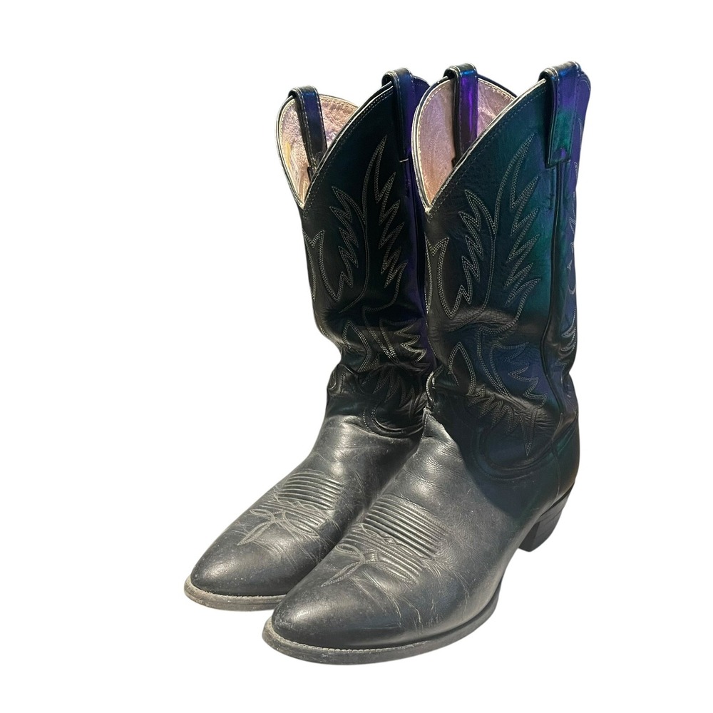 Justin Boots Black Western Cowboy Boots - Picture 5 of 9